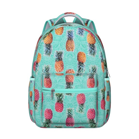 Pineapple Print Waterproof School Backpack - Ergonomic Student Bookbag with Spinal Support & Breathable Straps for Teens