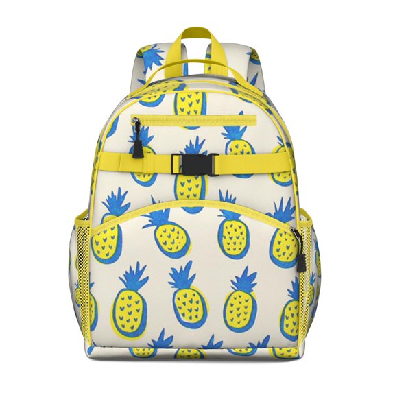 Pineapple Print Waterproof School Backpack - Ergonomic Travel Daypack with Breathable Padded Straps for Teens & Students