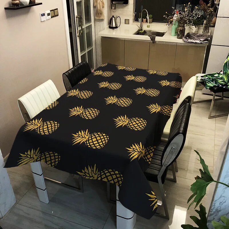 Pineapple Printed Tablecloth Modern Waterproof Dining Table Desk Cover