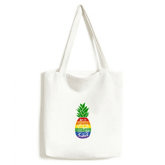 Pineapple Rainbow LGBT Flag Quote Tote Canvas Bag Shopping Satchel Casual Handbag