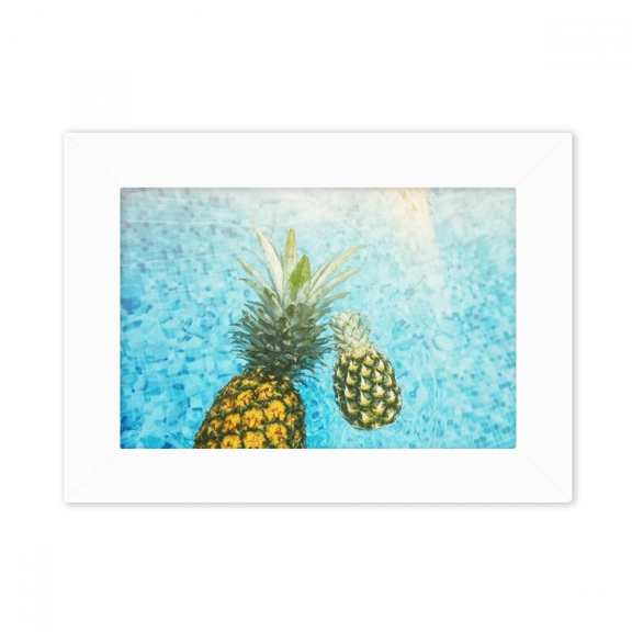 Pineapple Red Fruits Picture Blue Water Photo Mount Frame Picture Art Painting Desktop 5x7 inch