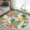 thumbnail image 1 of Pineapple Round Area Rug 3.3Ft Washable Circle Rugs for Dining Room Table, Farmhouse Fruit Flowers Leaves Wooden Grain Non-Slip Carpet Floor Mats Indoor Outdoor Carpet Runner Aesthetic Home Decor, 1 of 8