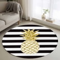 thumbnail image 1 of Pineapple Round Area Rug 3.3Ft Washable Circle Rugs for Dining Room Table, Modern Abstract Fruits Black White Stripe Non-Slip Carpet Floor Mats Indoor Outdoor Carpet Runner Aesthetic Home Decor, 1 of 8