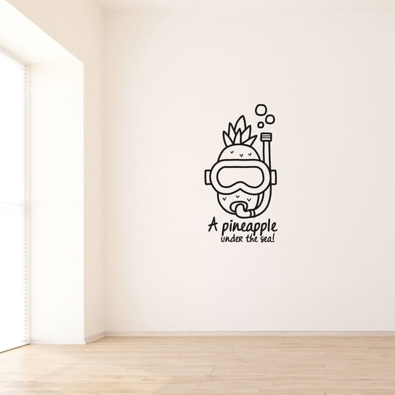 Pineapple Sea Quote Snorkeling Snorkel Diving Swimming Underwater Vinyl Design Wall Sticker Wall Art Wall Decal Boy Girl Kid Room Pool Area Bedroom Home Decor Stickers Decoration Size (10x6 inch)