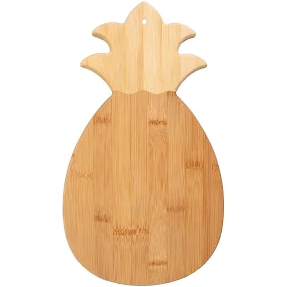 Pineapple Shaped Bamboo Wood Cutting Board and Charcuterie Board, 14-3/8" x 7-1/2"