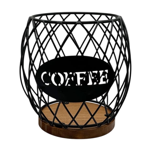 Pineapple Shaped Coffee Capsule Storage Basket Iron Mesh With Solid Wood Base Decorative Organizer For Kitchen Counter