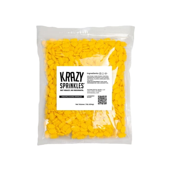 Krazy Sprinkles - Edible Pineapple Shapes - Bold Cake Decoration, 1lb Bag