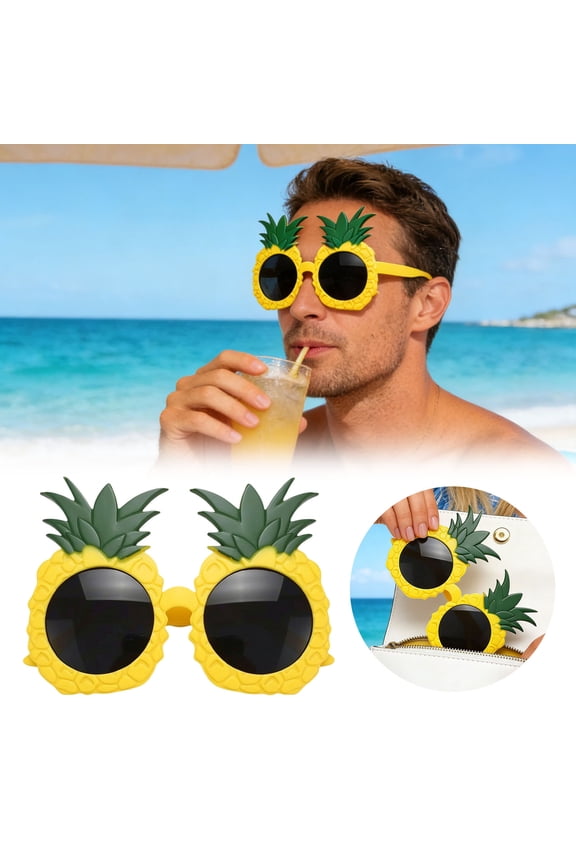 Pineapple Shaped Sunglasses Fruit Shape Sunglasses Tropical Pineapple Sunglasses for Hawaiian Summer Pool Beach Party Favors,B