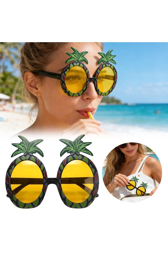 Pineapple Shaped Sunglasses Fruit Shape Sunglasses Tropical Pineapple Sunglasses for Hawaiian Summer Pool Beach Party Favors,F