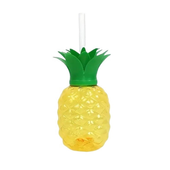 Pineapple-Shaped Water Cup with Straw, Cute Summer Drink Container, Large Capacity Plastic Drinkware, Fresh Fruit Design, Party & Home Use