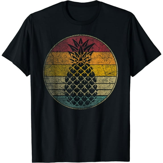Pineapple Shirt Fruit Retro Style Vintage 70s 80s 90s Gift T-Shirt Black Large