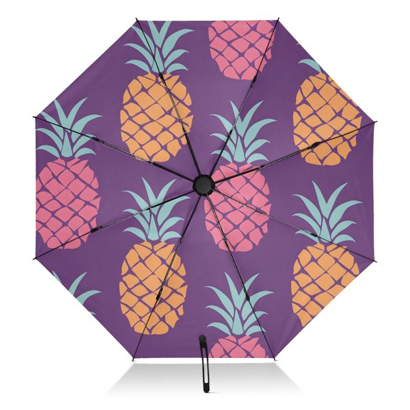 Pineapple Silhouette Umbrella Folding Sun Umbrella Travel Auto Open Close Large UV50+ 40in