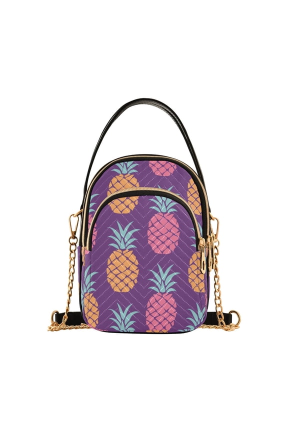 Pineapple Silhouette Women's Crossbody Handbags Leather Crossbody Bags Fanny Pack Chest Bag for Travel