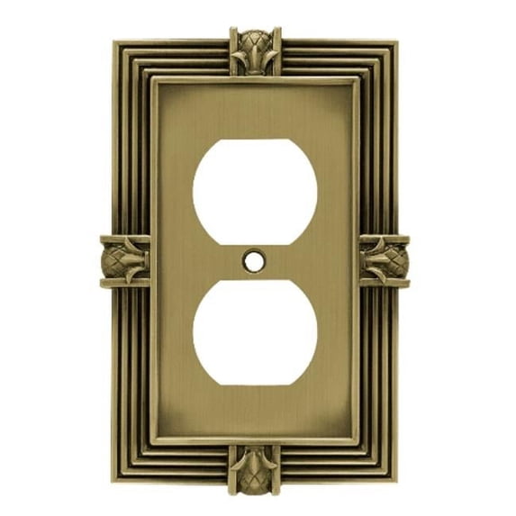 Pineapple Single Duplex Wall Plate - Tumbled Antique Brass - 1 Pack