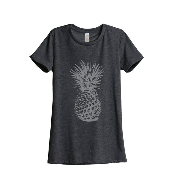 Pineapple Sketch Women's Fashion Relaxed T-Shirt Tee Charcoal Grey Small