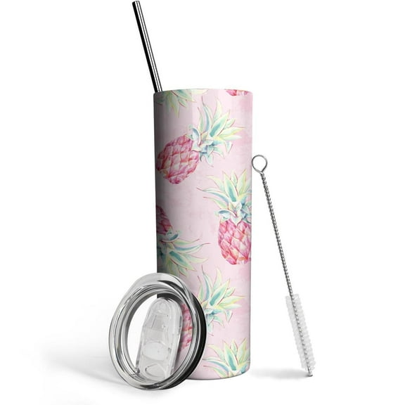 Pineapple Skinny Tumbler 20oz - Double Wall Vacuum Coffee- Birthday Gifts for Mom Sister Friends Women