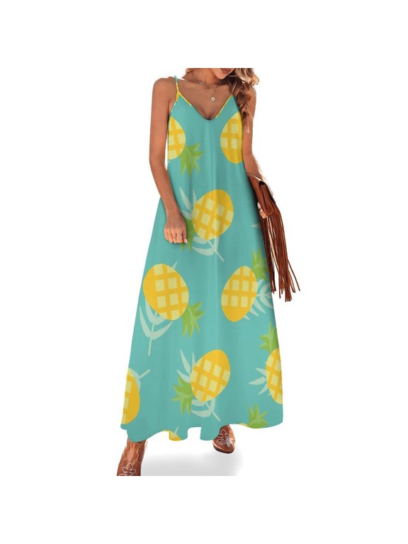 Pineapple Sleeveless Dress Loose Women's Dress Dresses Luxury Evening Dresses