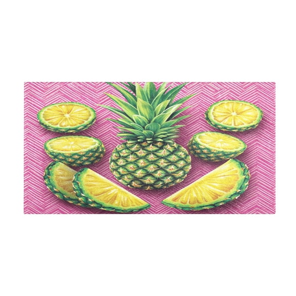 Pineapple Slices 39x20" Bath Mat Carpet, Absorbent and Non-Slip for Kitchen or Bathroom, Quick-Drying