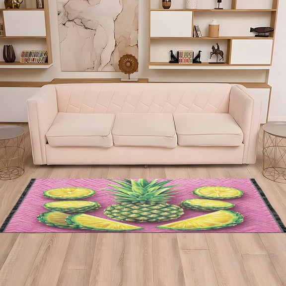 Pineapple Slices 72x23.5" Bedroom Runner Rug, Durable and Non-Slip for Hallways and Living Rooms