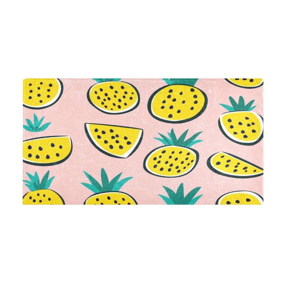 Pineapple Slices Pattern 39x20" Bath Mat Carpet, Absorbent and Non-Slip for Kitchen or Bathroom, Quick-Drying