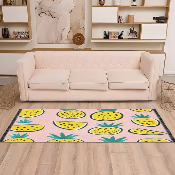Pineapple Slices Pattern 72x23.5" Bedroom Runner Rug, Durable and Non-Slip for Hallways and Living Rooms