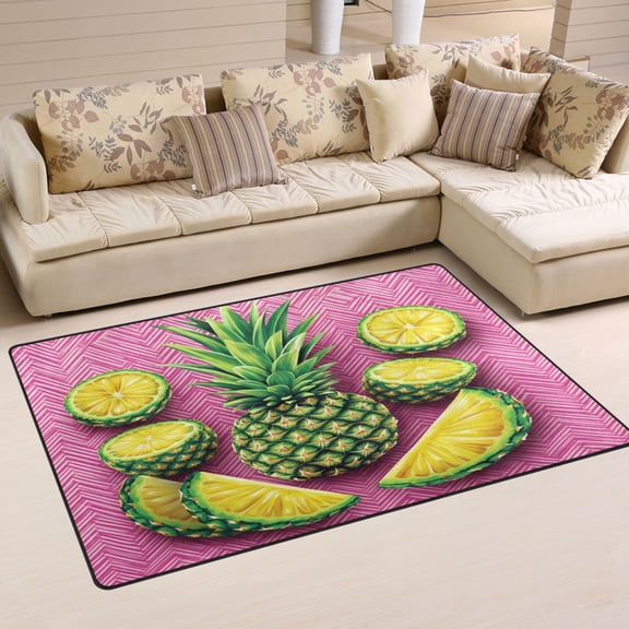 Pineapple Slices Soft Polyester Area Rug 31''x20'', Non Slip, Memory Foam, Water Absorbent