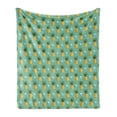 thumbnail image 1 of Pineapple Soft Flannel Fleece Blanket, Geometric Hipster Design Tropical Climate Fruits Pattern Retro Summer, Cozy Plush for Indoor and Outdoor Use, 50" x 60", Orange Seafoam Green, by Ambesonne, 1 of 6
