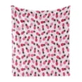 thumbnail image 1 of Pineapple Soft Flannel Fleece Throw Blanket, Doodled Style Exotic Pineapple Scattered Spotted Zigzag Pattern, Cozy Plush for Indoor and Outdoor Use, 60" x 80", Pink Black Magenta, by Ambesonne, 1 of 5