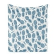 thumbnail image 1 of Pineapple Soft Flannel Fleece Throw Blanket, Island Themed Minimalistic Multi-Sized Tropic Fruity Pineapple Printed Vintage, Cozy Plush for Indoor and Outdoor Use, 70" x 90", Blue White, by Ambesonne, 1 of 5