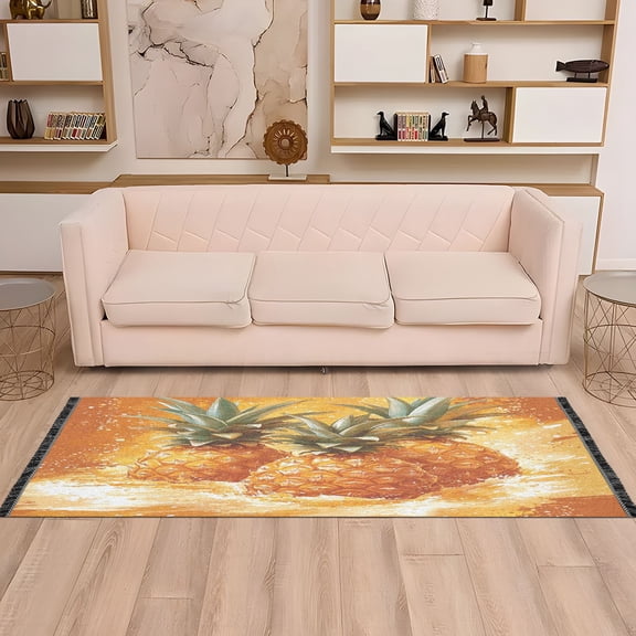 Pineapple Splash Art 72x23.5" Bedroom Runner Rug, Durable and Non-Slip for Hallways and Living Rooms