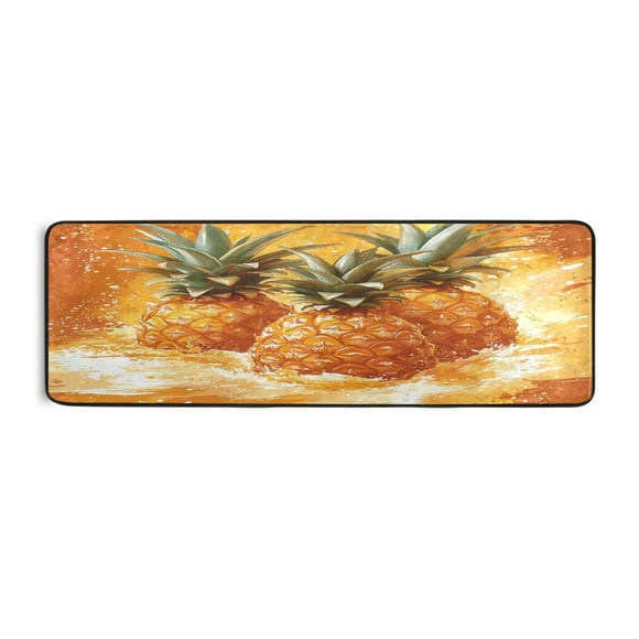 Pineapple Splash Art 72x24" Runner Rug, Non-Slip Memory Foam Cushion, Anti-Crease for Hallways and Bedrooms
