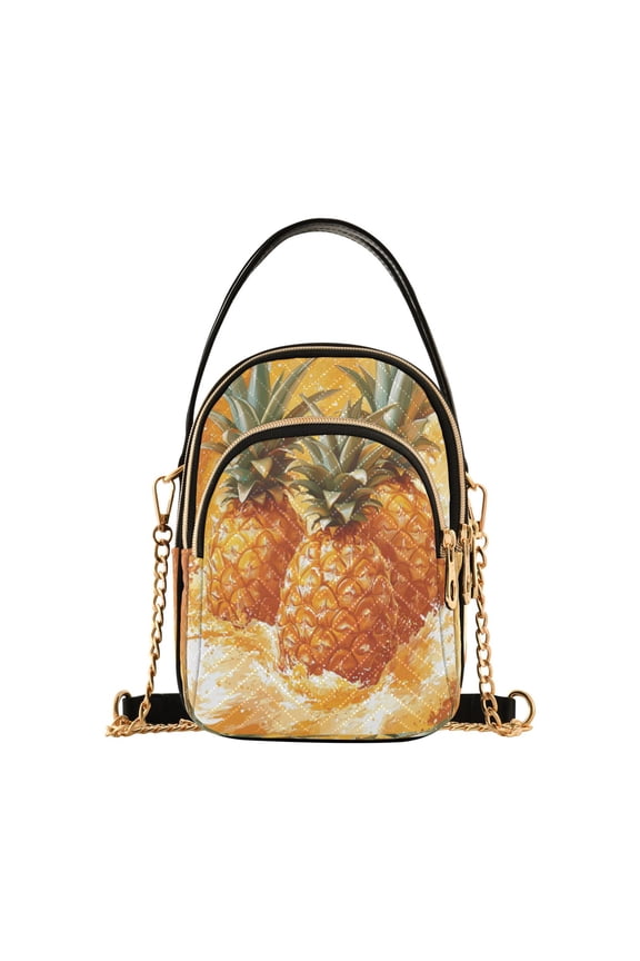 Pineapple Splash Art Women's Crossbody Handbags Leather Crossbody Bags Fanny Pack Chest Bag for Travel