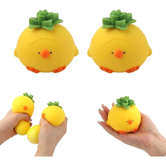 Pineapple Squishy Cute chicken - Realistic Slow-Rising Squeeze Ball, Birthday Gift & Party Favor, Cute chick Stress Balls Fidget Sensory Toys for Teens