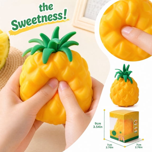 Pineapple Squishy Fruit Toys, Clear Kawaii Sticky Fruit Squishies Squeeze Stress Balls, Upgrade Food Fidget Toys, Cute Squishy Fruits Sensory Squishy Fidget Gift for Kids Teens Birthday