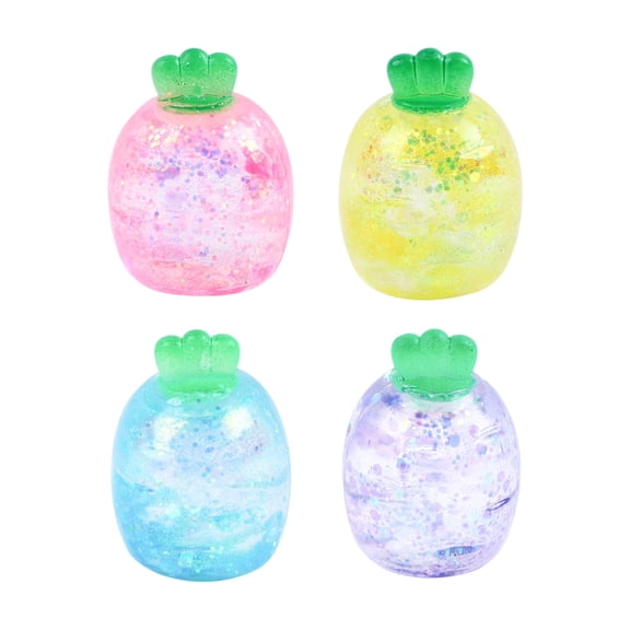 Pineapple Squishy Silica Gel Glitter Fruit Squeeze Toys for Stress Relief Party Favors Birthday Gifts, 1Pc Random Color