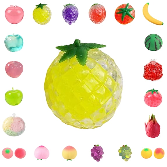 Pineapple Squishy Stress Relief Toy Slow Rising Soft Squeeze Ball Fruit Sensory Fidget Toy for Anxiety ADHD Autism Kids Adults Portable Hand Therapy Stress Ball