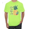 thumbnail image 1 of Pineapple Stand Tall Wear Crown And Stay Sweet Inside Arty Inspirational Pop Culture Men's Graphic T-Shirt, Safety Green, 2XL, 1 of 3