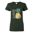 thumbnail image 1 of Pineapple Stand Tall Wear Crown And Stay Sweet Inside Arty Inspirational Pop Culture Womens Graphic T-Shirt, Forest Green, 3XL, 1 of 3