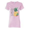 thumbnail image 1 of Pineapple Stand Tall Wear Crown And Stay Sweet Inside Arty Inspirational Pop Culture Womens Graphic T-Shirt, Light Pink, 2XL, 1 of 3