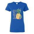 thumbnail image 1 of Pineapple Stand Tall Wear Crown And Stay Sweet Inside Arty Inspirational Pop Culture Womens Graphic T-Shirt, Royal, Large, 1 of 3