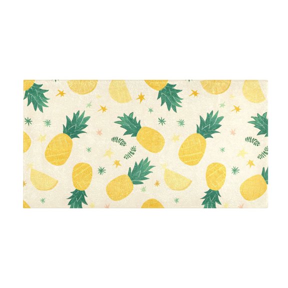 Pineapple Star Pattern Bath Mat 39x20 Inch Soft Absorbent Non-Slip Plush Bathroom Rug for Floor