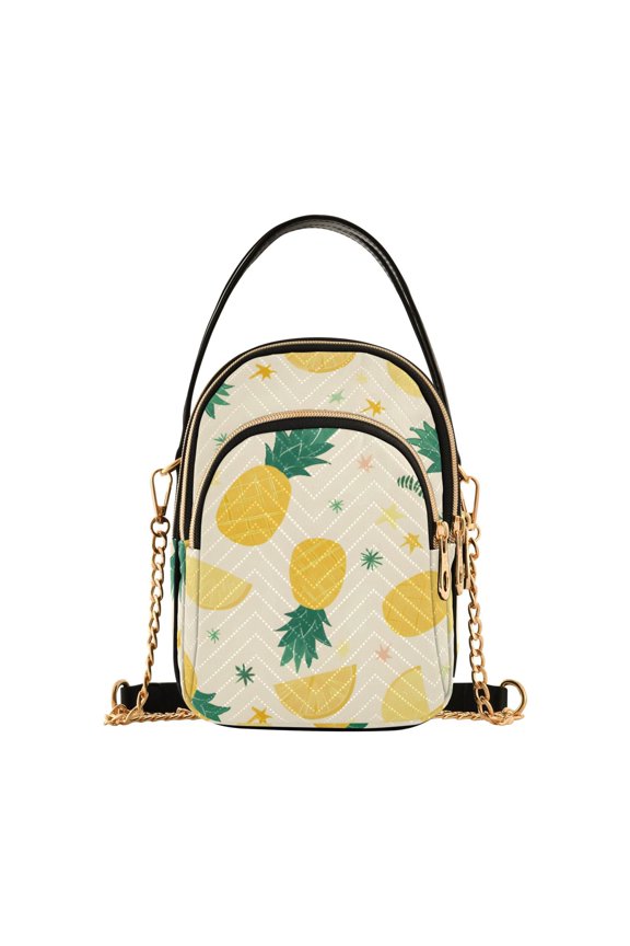 Pineapple Star Pattern Women's Crossbody Handbags Leather Crossbody Bags Fanny Pack Chest Bag for Travel