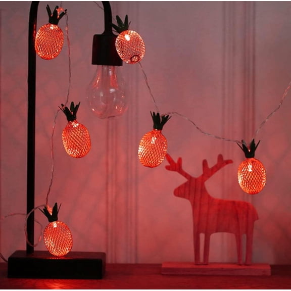 Pineapple String Fairy Lights, 1.5M 10LED Geometric String Lights Pineapple String Lights Metal Fairy Lights Battery Operated for Indoor Outdoor