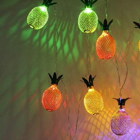 Pineapple String Fairy Lights, 1.5M 10LED Geometric String Lights Pineapple String Lights Metal Fairy Lights Battery Operated for Indoor Outdoor