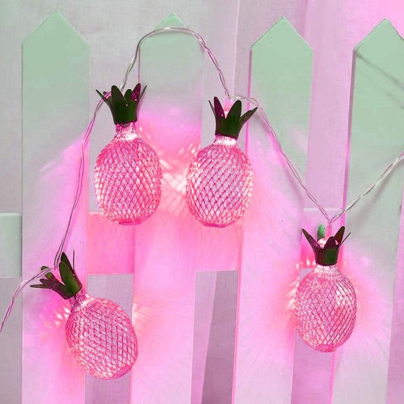 Pineapple String Fairy Lights, 1.5M 10LED Geometric String Lights Pineapple String Lights Metal Fairy Lights Battery Operated for Indoor Outdoor