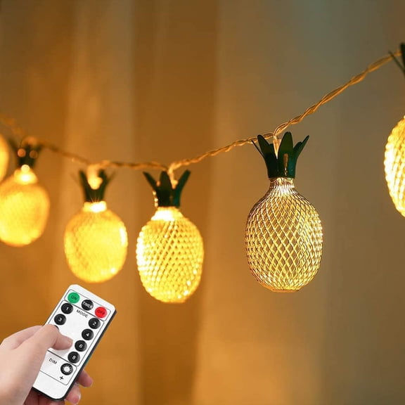 Pineapple String Fairy Lights, 3.5M 20LED Geometric String Lights Pineapple String Lights Metal Fairy Lights USB with Remote