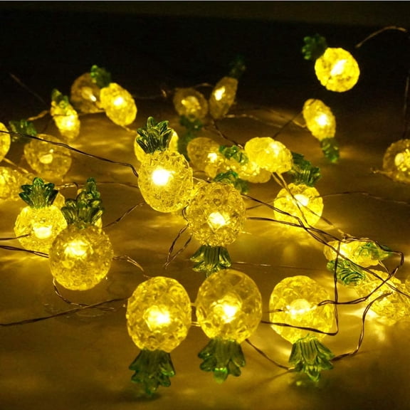 Pineapple String Lights 14ft 40 LED 8 Modes Warm White Weatherproof Battery Operated Decorative Lights for for Bedrooms Parties Weddings Gardens with Remote and Timer