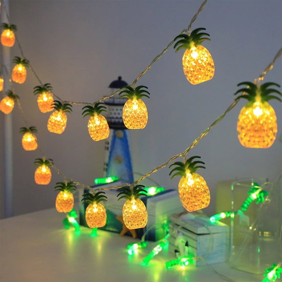 Pineapple String Lights, LED Decorative Fairy Lights for Indoor Outdoor Party Patio Bedroom Decor, Battery Operated Tropical Light String for Wedding BBQ Garden Home Decoration