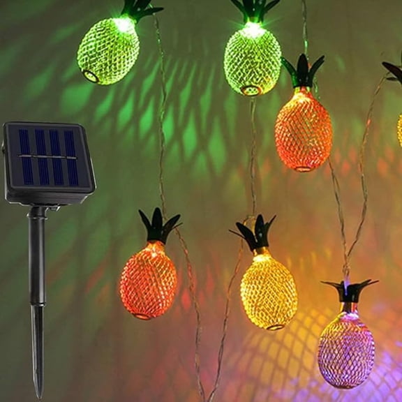 Pineapple String Lights, Solar Metal Pineapple String Fairy Lights Solar Garden String Lights for Party Christmas Birthday Decorations