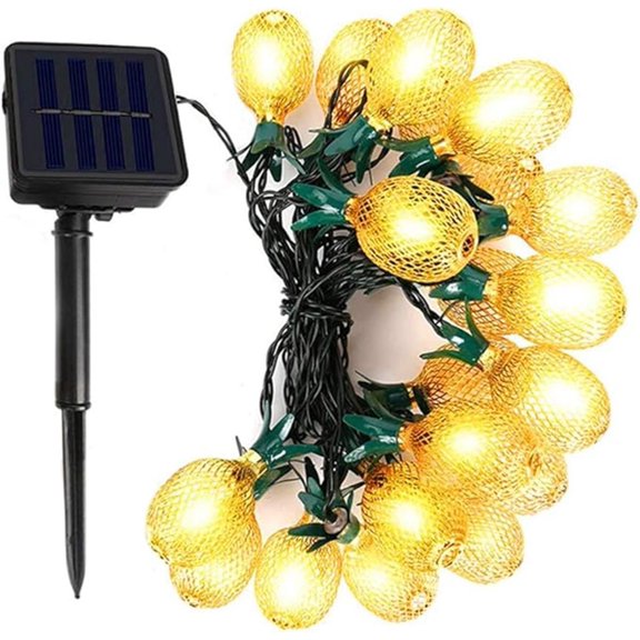 Pineapple String Lights, Solar Metal Pineapple String Fairy Lights Solar Garden String Lights for Party Christmas Birthday Decorations